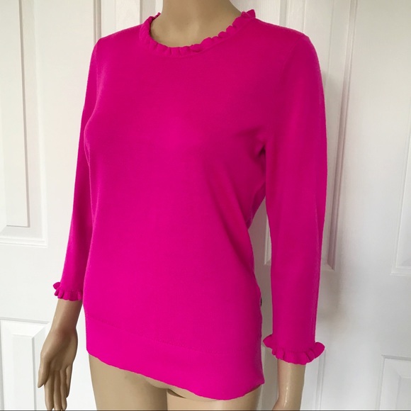 Kate spade 100% wool hot pink ruffle sweater M - Picture 4 of 8